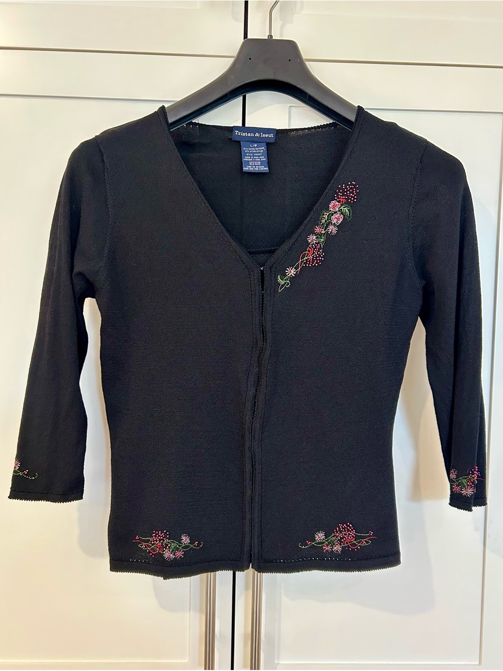 Tristan & Iseut TwinSet 🇨🇦 - Beaded Black Knit Cardigan + Tank Top - Vintage